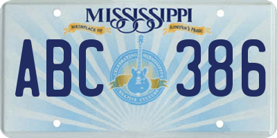 MS license plate ABC386