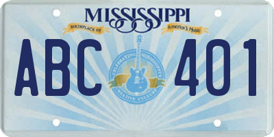 MS license plate ABC401
