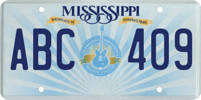 MS license plate ABC409