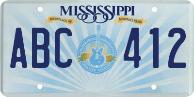 MS license plate ABC412