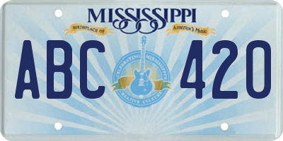 MS license plate ABC420