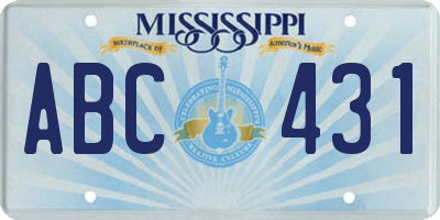 MS license plate ABC431