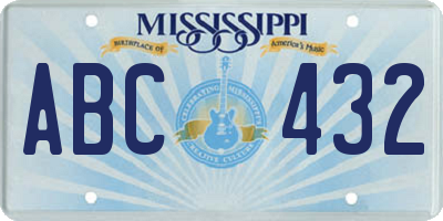 MS license plate ABC432