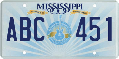 MS license plate ABC451
