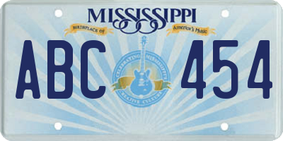 MS license plate ABC454