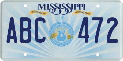 MS license plate ABC472
