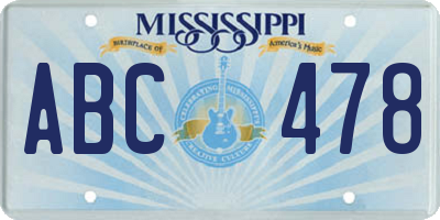 MS license plate ABC478