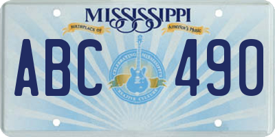 MS license plate ABC490