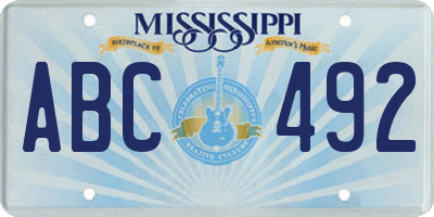 MS license plate ABC492