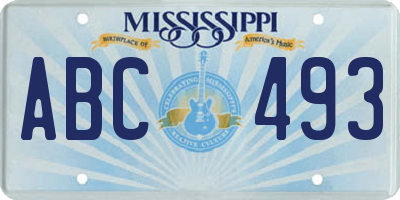 MS license plate ABC493