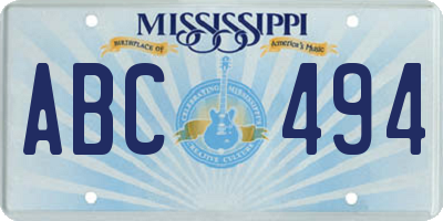 MS license plate ABC494