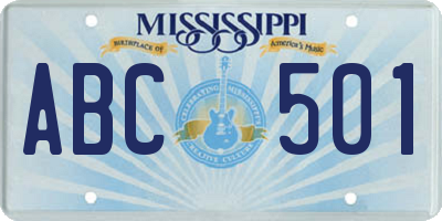 MS license plate ABC501