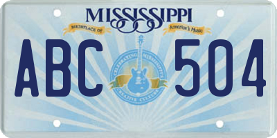 MS license plate ABC504