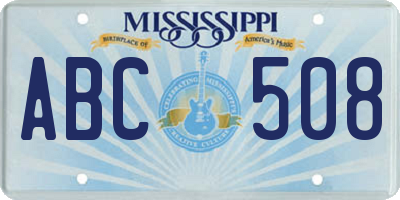 MS license plate ABC508