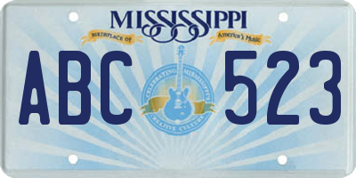 MS license plate ABC523