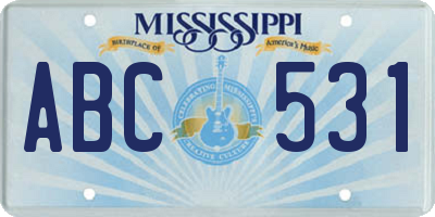 MS license plate ABC531