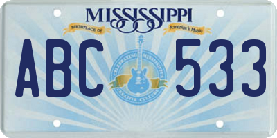 MS license plate ABC533