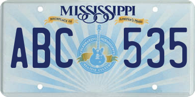 MS license plate ABC535