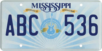 MS license plate ABC536