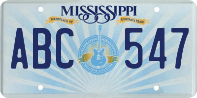 MS license plate ABC547