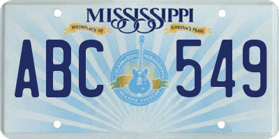 MS license plate ABC549