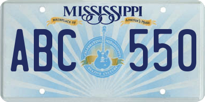 MS license plate ABC550