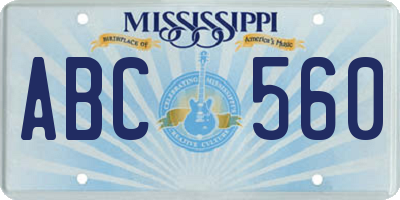 MS license plate ABC560