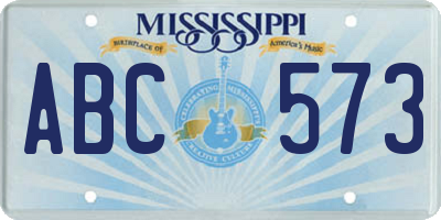 MS license plate ABC573
