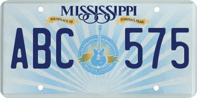 MS license plate ABC575