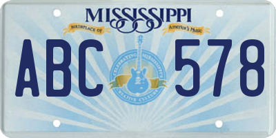 MS license plate ABC578