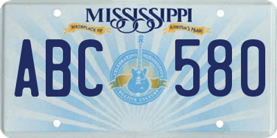 MS license plate ABC580