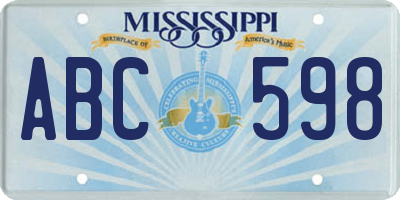 MS license plate ABC598