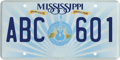 MS license plate ABC601