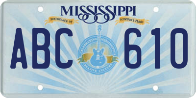 MS license plate ABC610
