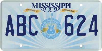 MS license plate ABC624