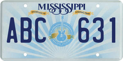 MS license plate ABC631