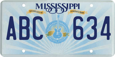 MS license plate ABC634