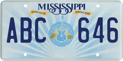 MS license plate ABC646