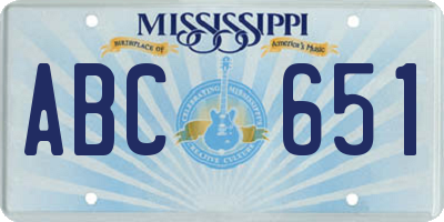 MS license plate ABC651