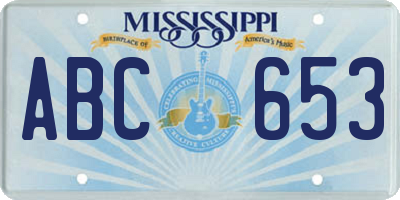 MS license plate ABC653