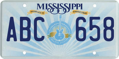 MS license plate ABC658