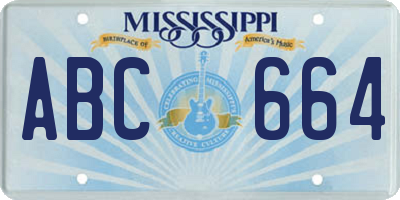MS license plate ABC664