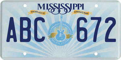 MS license plate ABC672