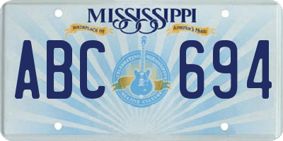 MS license plate ABC694