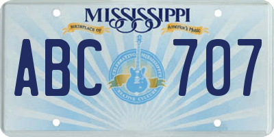 MS license plate ABC707