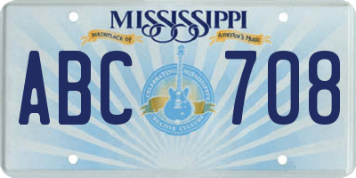 MS license plate ABC708