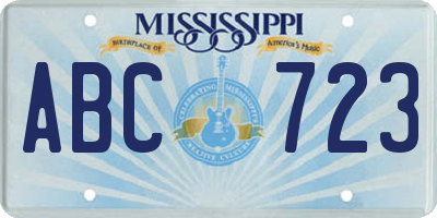 MS license plate ABC723
