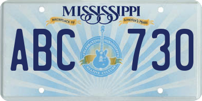 MS license plate ABC730