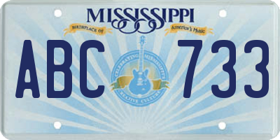 MS license plate ABC733