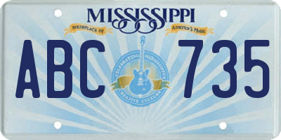 MS license plate ABC735